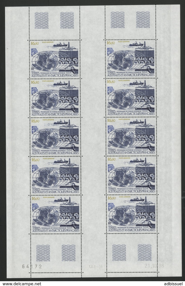 TAAF POSTE AERIENNE COTE 77 € N°98 MNH ** FEUILLE DE 10 EXEMPLAIRES . FORAGE OCEANIQUE. TB - Unused Stamps