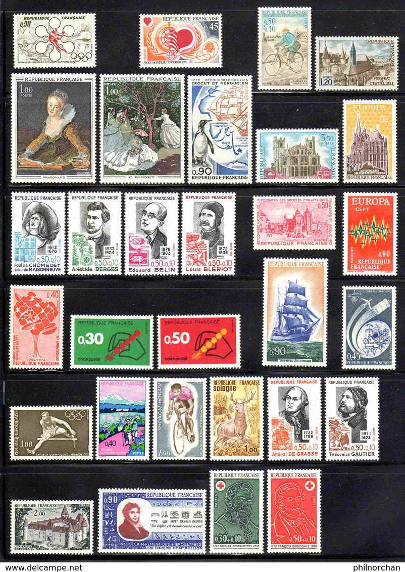 France 1972 Année Complète Neuve**   TB  Ex. N°3        5,50 €  (cote 29 €   35 Valeurs) - 1970-1979