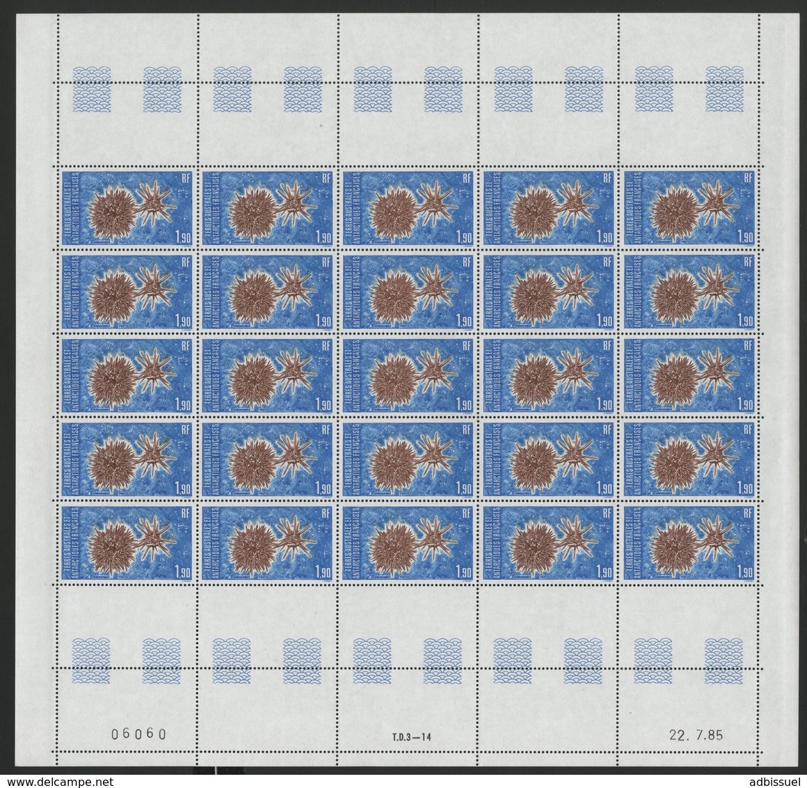 TAAF COTE 78,75 € N° 115 à 117 MNH ** 3 FEUILLES DE 25 EXEMPLAIRES. FAUNE ANTARCTIQUE. TB - Autres & Non Classés