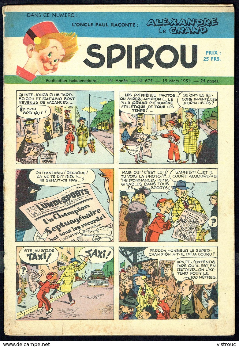 SPIROU N° 674 -  Année 1951 - Couverture "SPIROU" De FRANQUIN. - Spirou Magazine