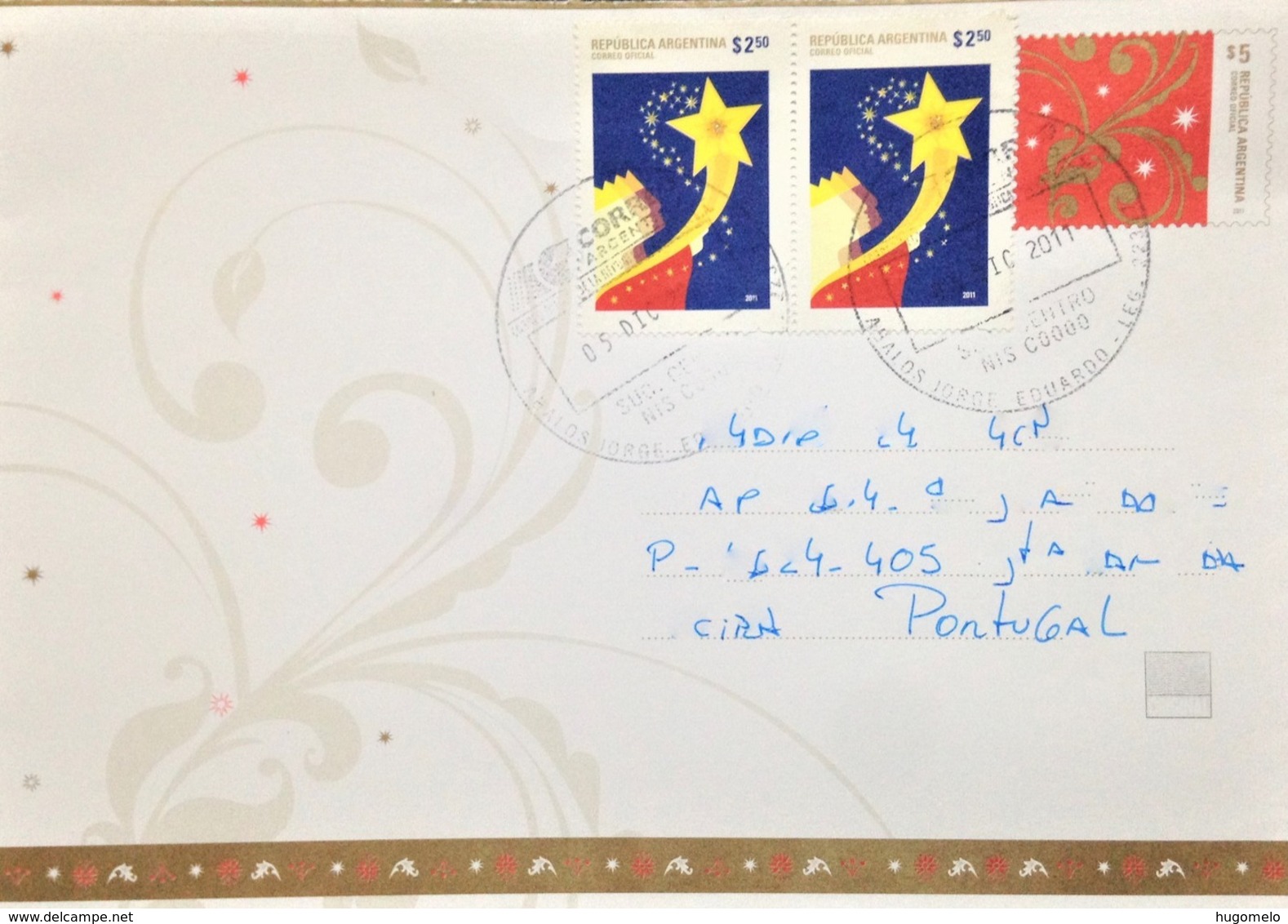 Argentina, Uncirculated Cover To Portugal, "Christmas", 2011 - Covers & Documents