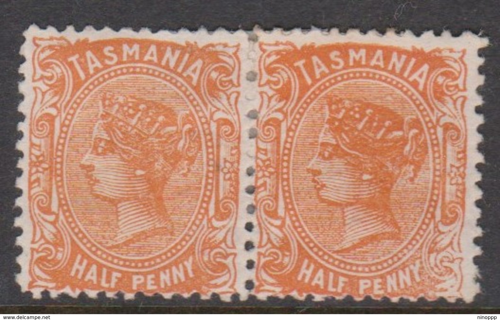 Australia-Tasmania SG 163 1880 Half Penny Orange Pair,mint Hinged,perf 12 - Mint Stamps