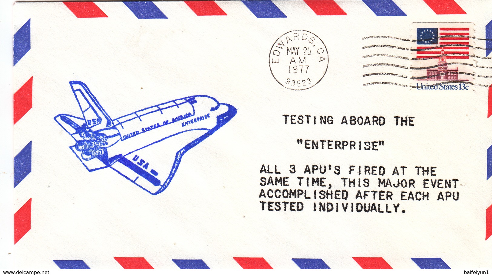 USA 1977 Testing Aboard The "Enterprise" Shuttle  Commemorative Cover - North  America