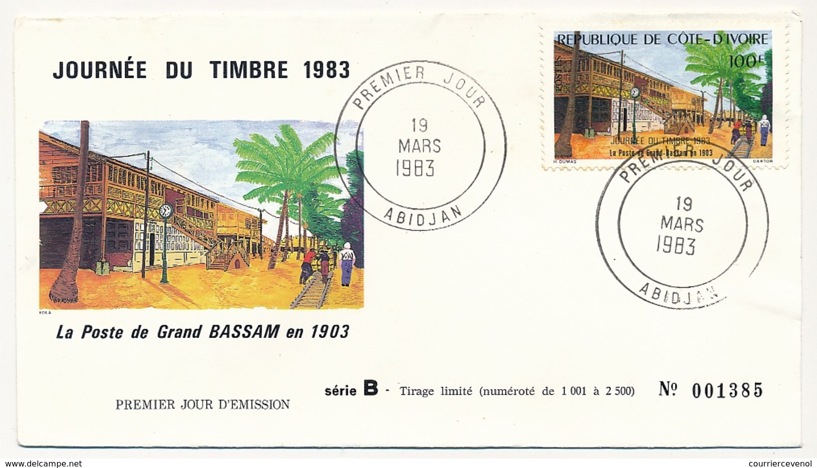Côte D'Ivoire => Enveloppe FDC - 100f La Poste De Grand Bassam En 1903 - ABIDJAN - 19 Mars 1983 - Costa De Marfil (1960-...)