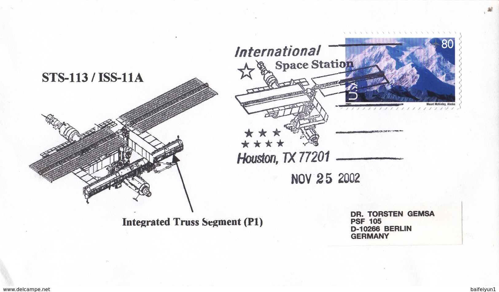 2002 USA  Space Shuttle Endeavour STS-113/ISS-11A Commemorative Cover - North  America