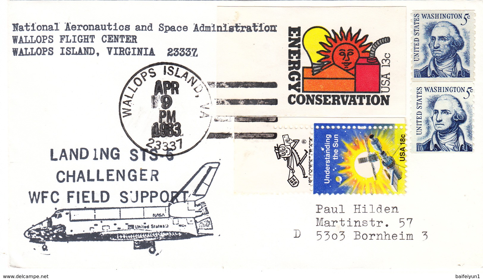 1983 USA  Space Shuttle Challenger STS-6 Landing WFC Field Support  Commemorative Cover - North  America