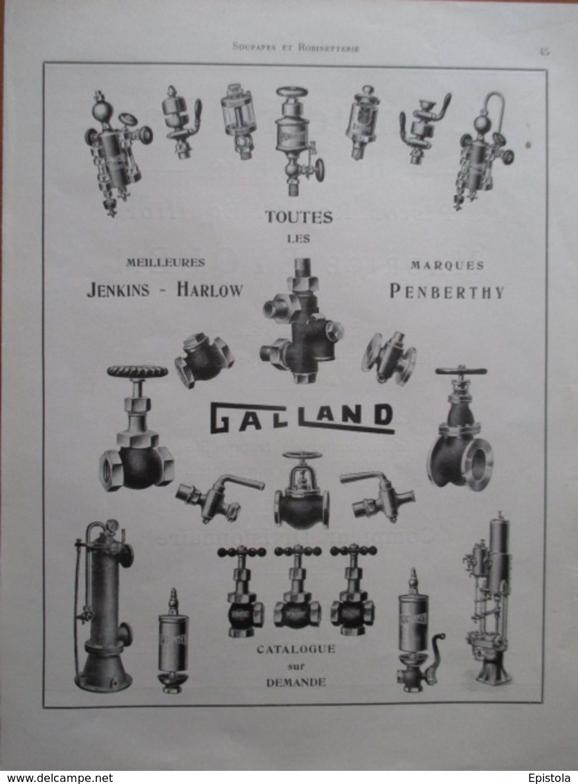 ROBINETTERIE Penberthy   Ets Galland -  Page De 1925 Catalogue Sciences & Tech. (Dims. Standard 22 X 30 Cm) - Andere Toestellen