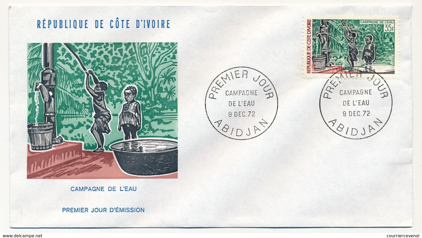 Côte D'Ivoire => Enveloppe FDC - 35f Campagne De L'eau - ABIDJAN - 9 Décembre 1972 - Ivory Coast (1960-...)