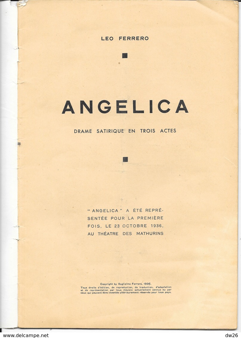 Revue: La Petite Illustration N° 800 12 Décembre 1936 - Théâtre: Angélica (de Léo Ferrero, Ludmilla Et Georges Pitoeff) - 1900 - 1949