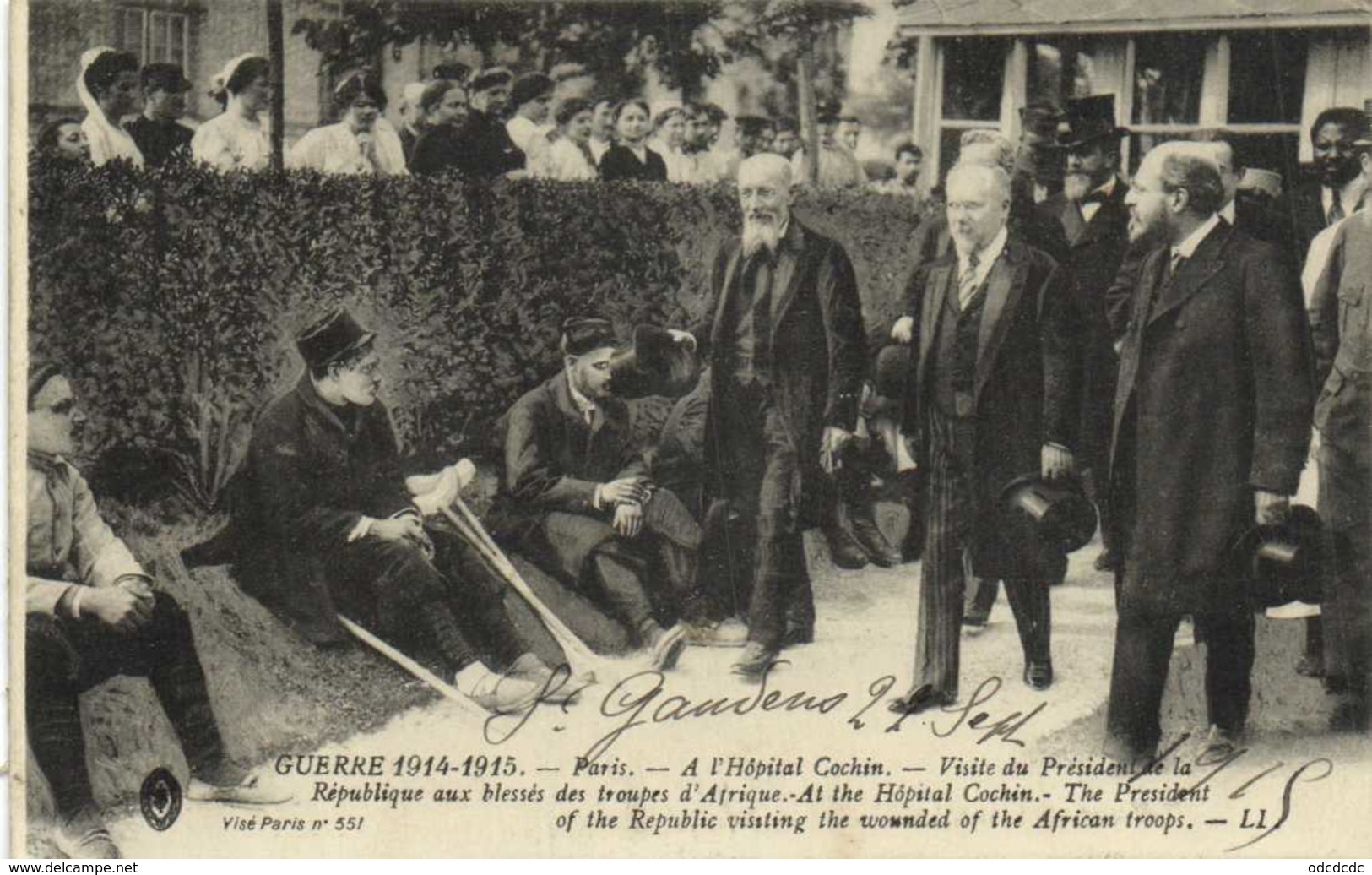 GUERRE 1914 1915 Paris Hopital Cochin Visite Du President De La Republique Aux Blessés Des Troupes D' Afrique RV - Guerra 1914-18