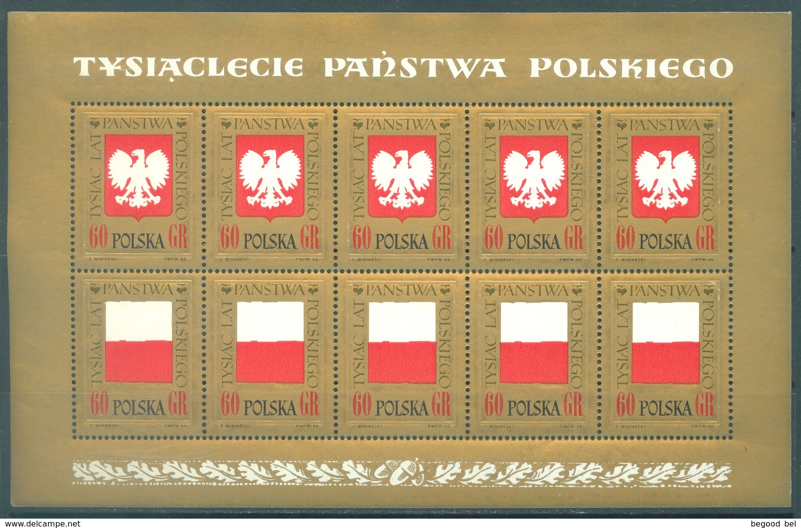 POLAND - 1966 - MNH/** -  Yv 1539-1540 Mi 1689-1690 - Lot 21249 - MINISHEET - Neufs