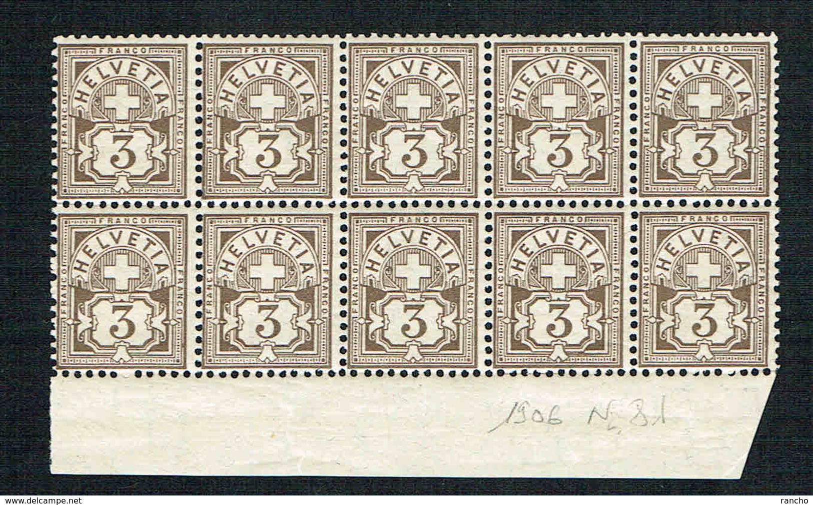 ** BLOC TIMBRES DE COLLECTIONS NEUFS A/GOMME 1906 C/S.B.K Nr:81. Y&TELLIER Nr:101. MICHEL Nr:83. FORM GRANDE CROIX .** - Unused Stamps