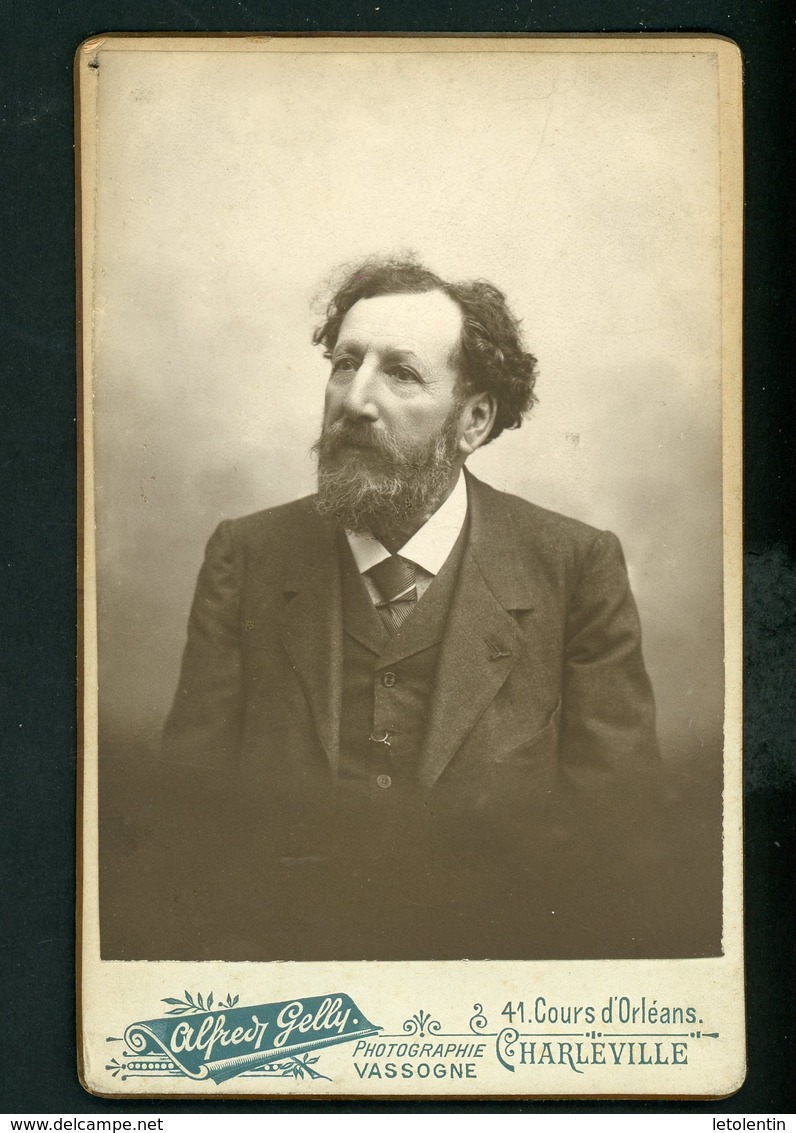 PHOTO ORIGINALE (10X14,5) SUR CARTON (10,5X16,5) -  PORTRAIT D'UN HOMME PAR ALFRED GELLY À CHARLEVILLE - Anciennes (Av. 1900)