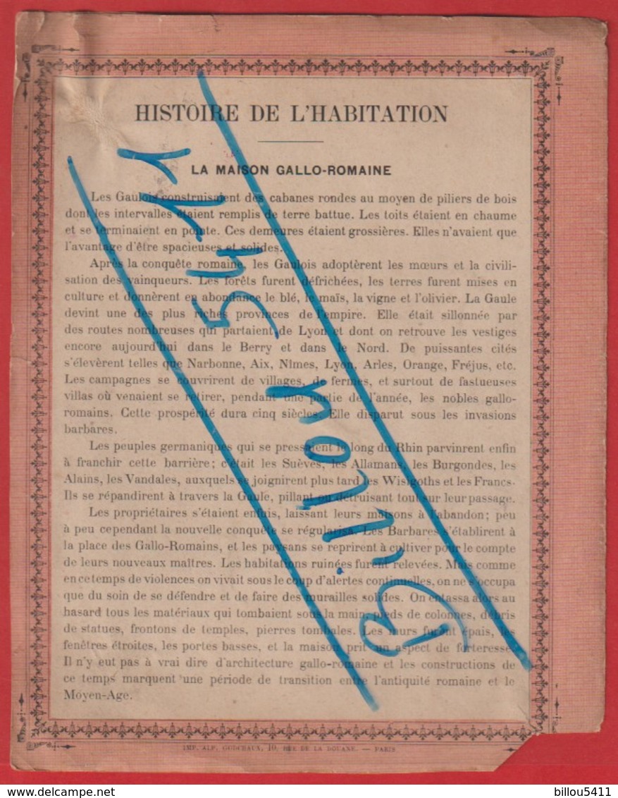 Protége Cahier Ancien Fin XIXéme Collection  L'exposition Universelle De 1889 La Maison Gallo-Romaine - Schutzumschläge