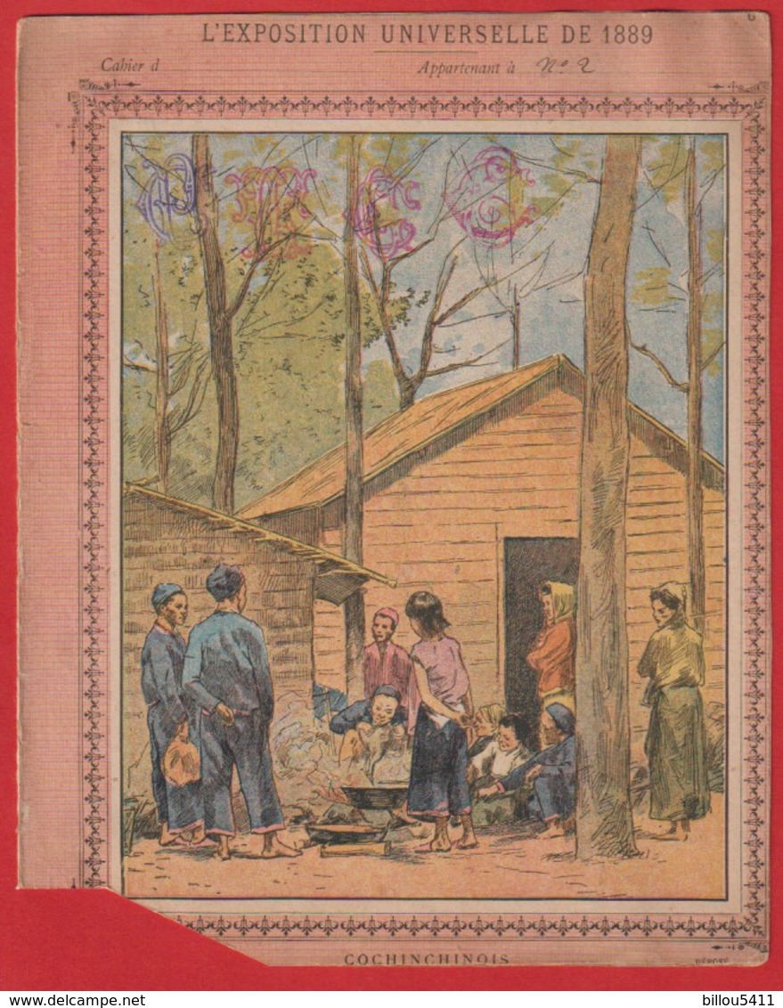 Protége Cahier Ancien Fin XIXéme Collection  L'exposition Universelle De 1889 La Cochinchine - Protège-cahiers