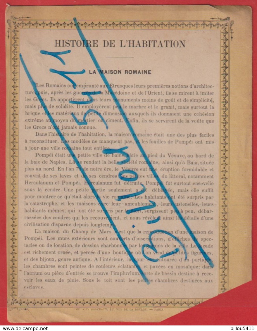 Protége Cahier Ancien Fin XIXéme Collection  L'exposition Universelle De 1889 La Maison Romaine - Protège-cahiers