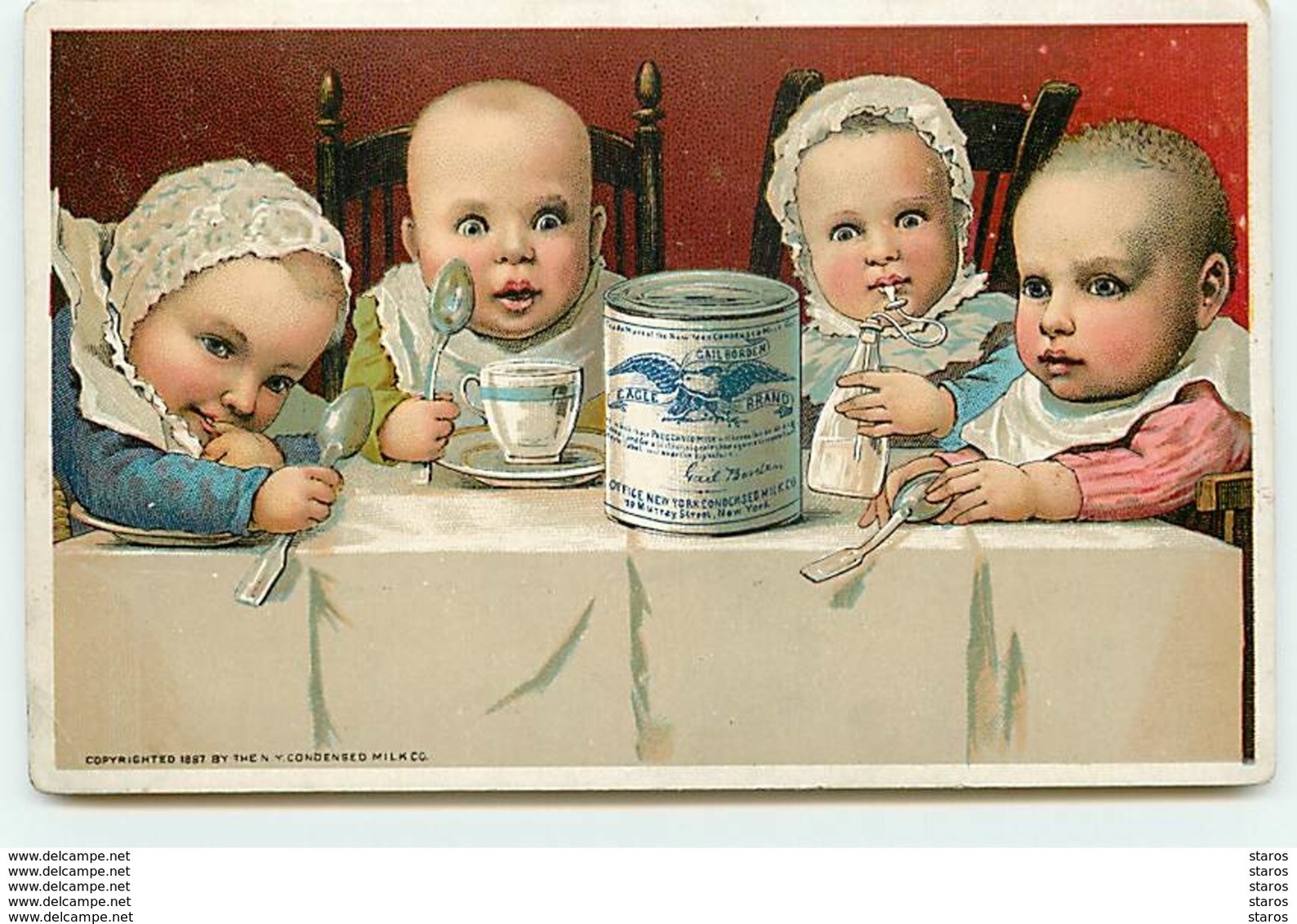 Chromo Gail Borden Eagle Brand - Condensed Milk - Bébés à Table - Autres & Non Classés