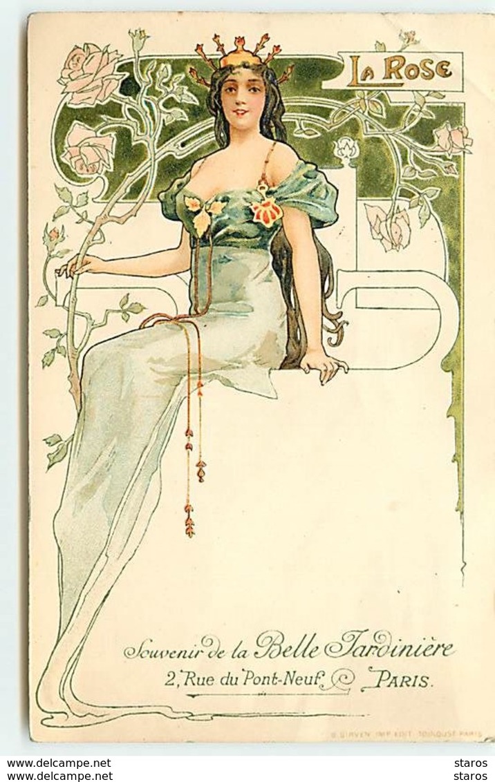 Art Nouveau - La Rose - Souvenir De La Belle Jardinière PARIS - Jeune Femme - Advertising