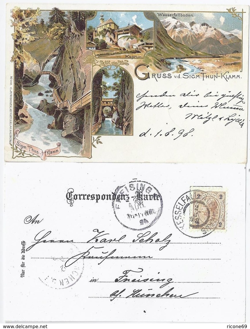 Österreich 1898, K2 Kesselfall Alpenhaus, Saison-PA Auf Litho AK M Kaprun  #2202 - Brieven En Documenten