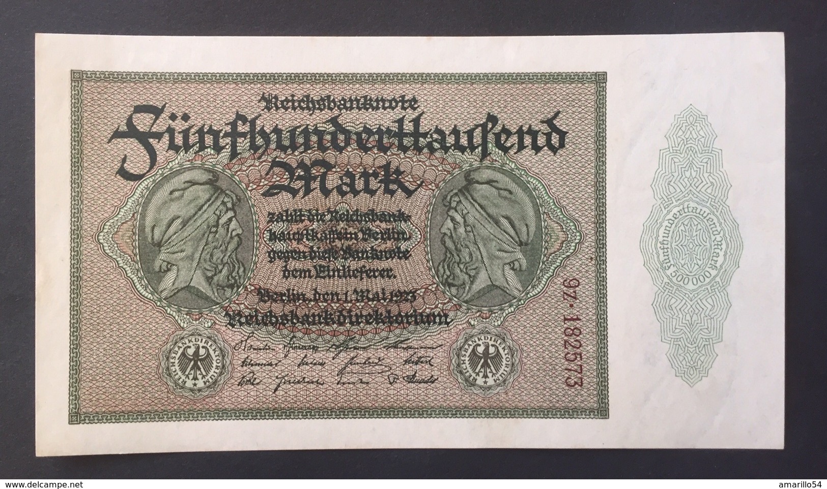 Reichsbanknote 500.000 Mark 1923 Bankfrisch Kassenfrisch ** Mint - 500.000 Mark