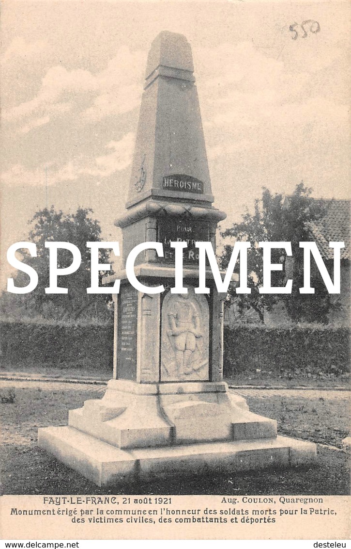 Monument érigé Par La Commune En L'honneur Des Soldats Mort Spour La Patrie - Fayt-le-Franc - Honnelles