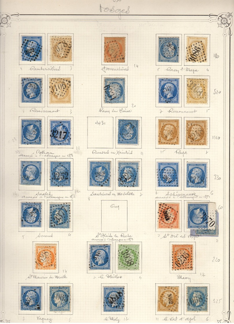 VOSGES Belle Collection De GC (65 Dont 1 Remp.AL ) Et 44 Pc Cote Pothion (s. Lettre) 7750 Eu - Autres & Non Classés