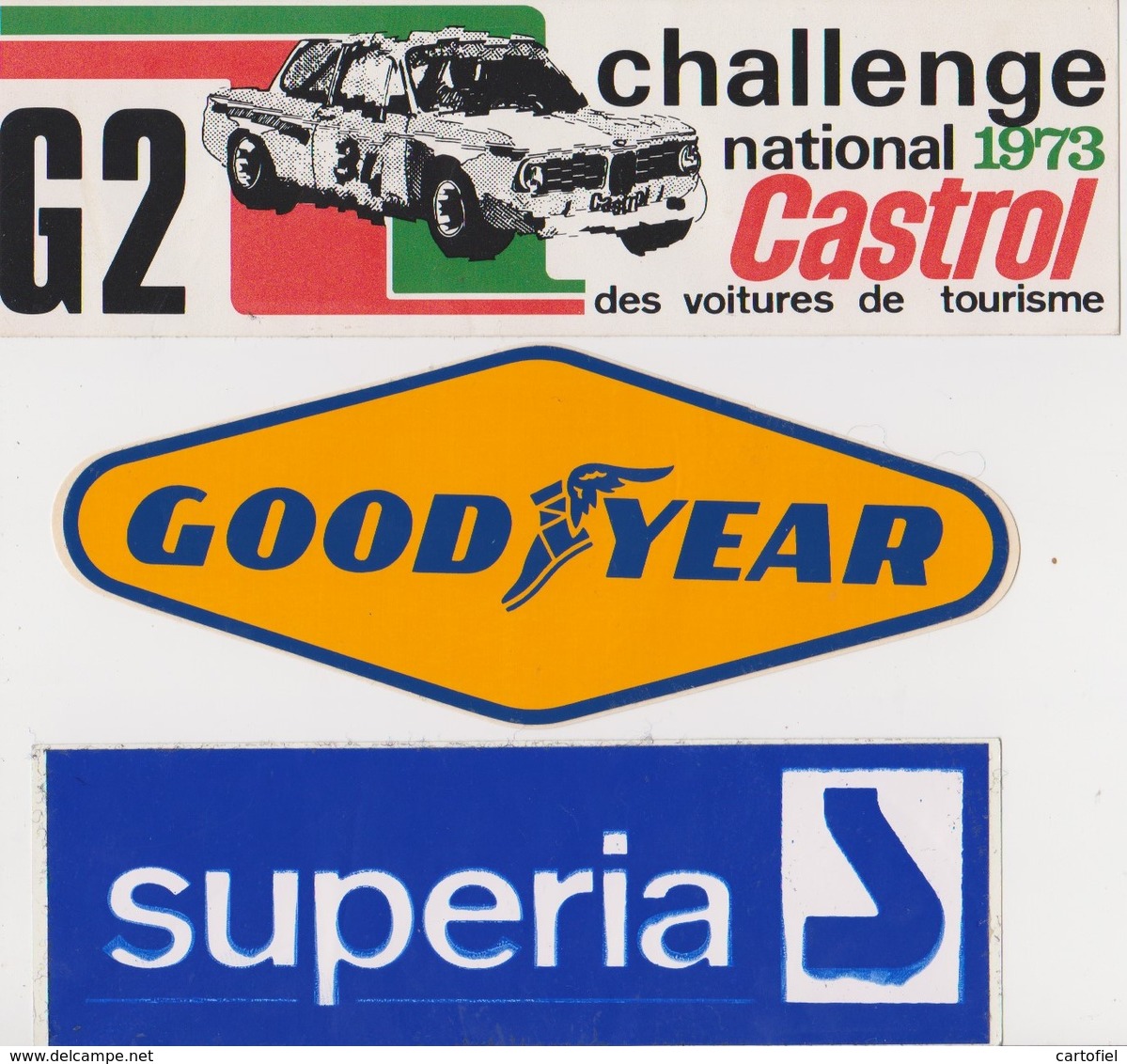 AUTOSPORT-FORMULE1-RALLYE-LOT+-30 STICKERS-AUTOCOLLANTS-ANNEES'70-GOODYEAR-UNIROYAL-CASTROL-YARDLEY-TEXACO-AVON-9 SCANS - Autocollants