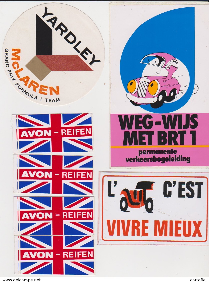 AUTOSPORT-FORMULE1-RALLYE-LOT+-30 STICKERS-AUTOCOLLANTS-ANNEES'70-GOODYEAR-UNIROYAL-CASTROL-YARDLEY-TEXACO-AVON-9 SCANS - Autocollants