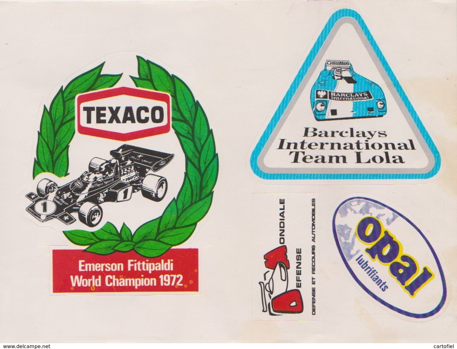 AUTOSPORT-FORMULE1-RALLYE-LOT+-30 STICKERS-AUTOCOLLANTS-ANNEES'70-GOODYEAR-UNIROYAL-CASTROL-YARDLEY-TEXACO-AVON-9 SCANS - Autocollants