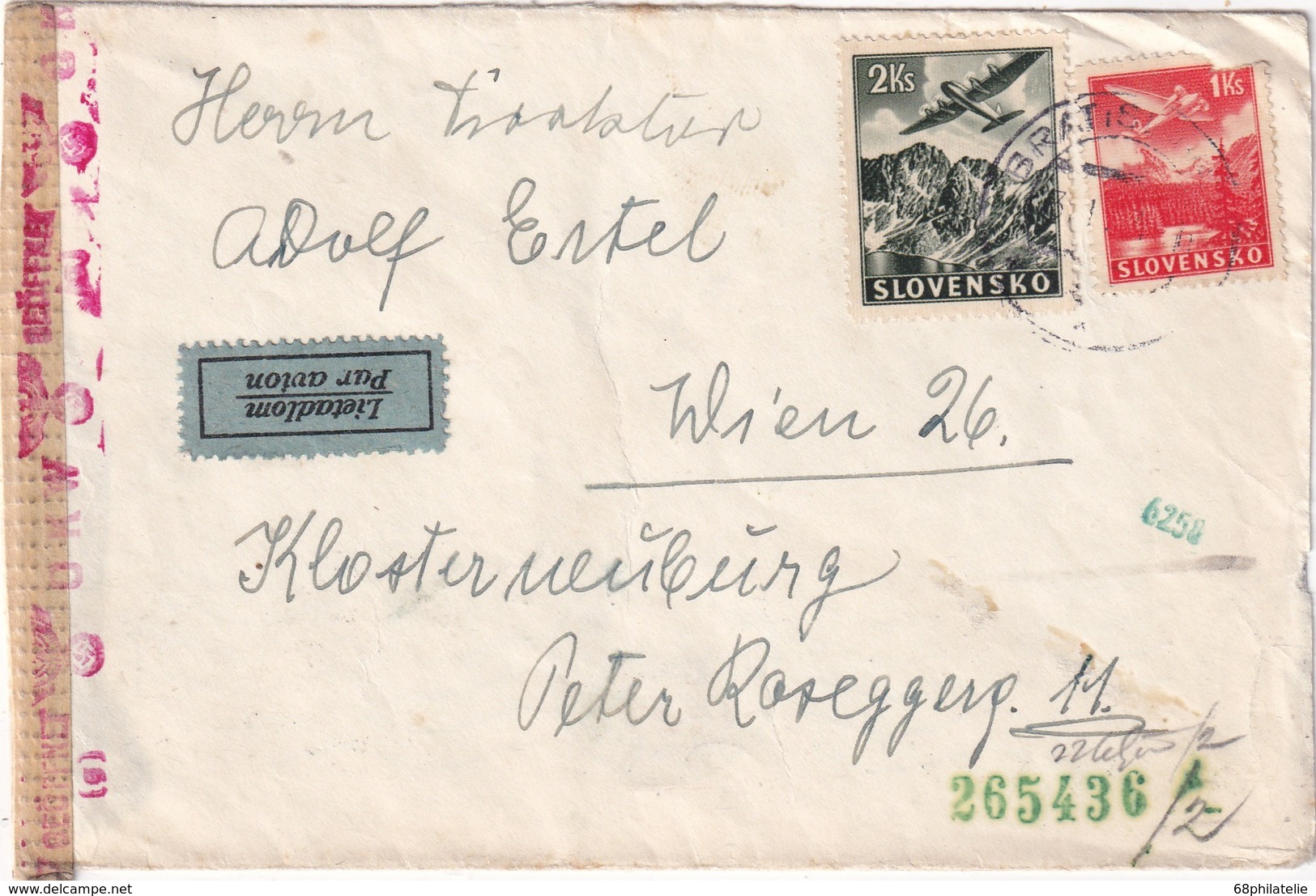 SLOVAQUIE 1944 PLI AERIEN DE BRATISLAVA - Lettres & Documents