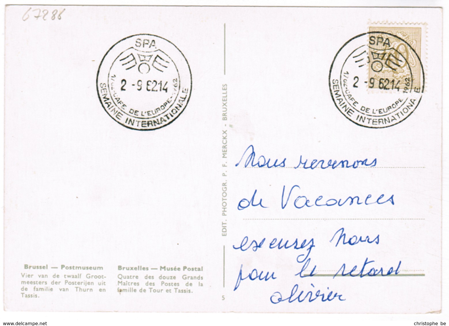 Brussel, Postmuseum, Bruxelles, Musée Postal, Speciale Afstempeling, 2 Scans (pk67286) - Musées