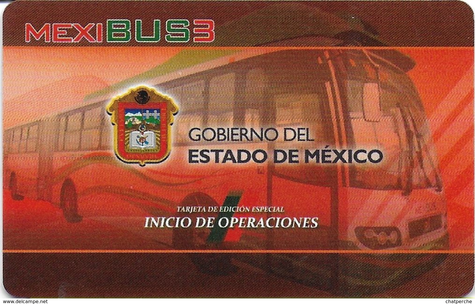 CARTE TRANSPORT TRAMWAY METRO AUTOBUS MEXIBUS 3 MEXIQUE  LIGNE 3 - Autres & Non Classés