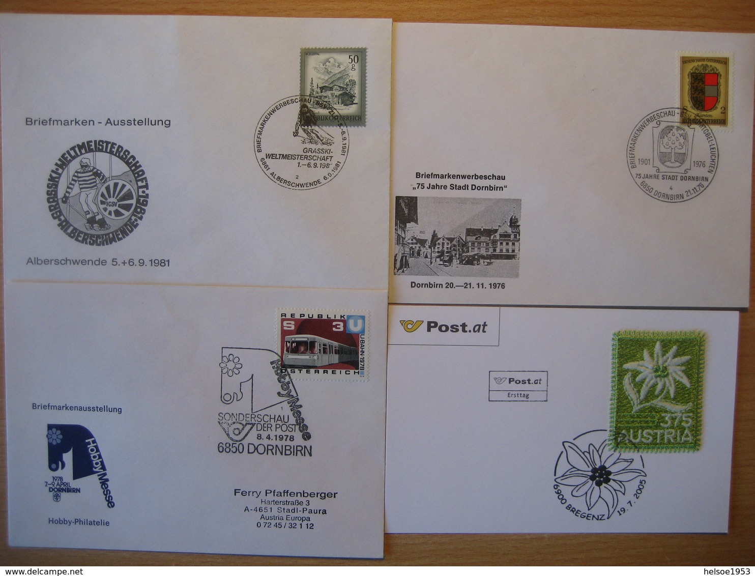 Österreich- Sammlung 4 Belege Mit SStp Alberschwende, 2 X Dornbirn Und FDC Bregenz Für Stempel- Und Heimatsammler - Collections