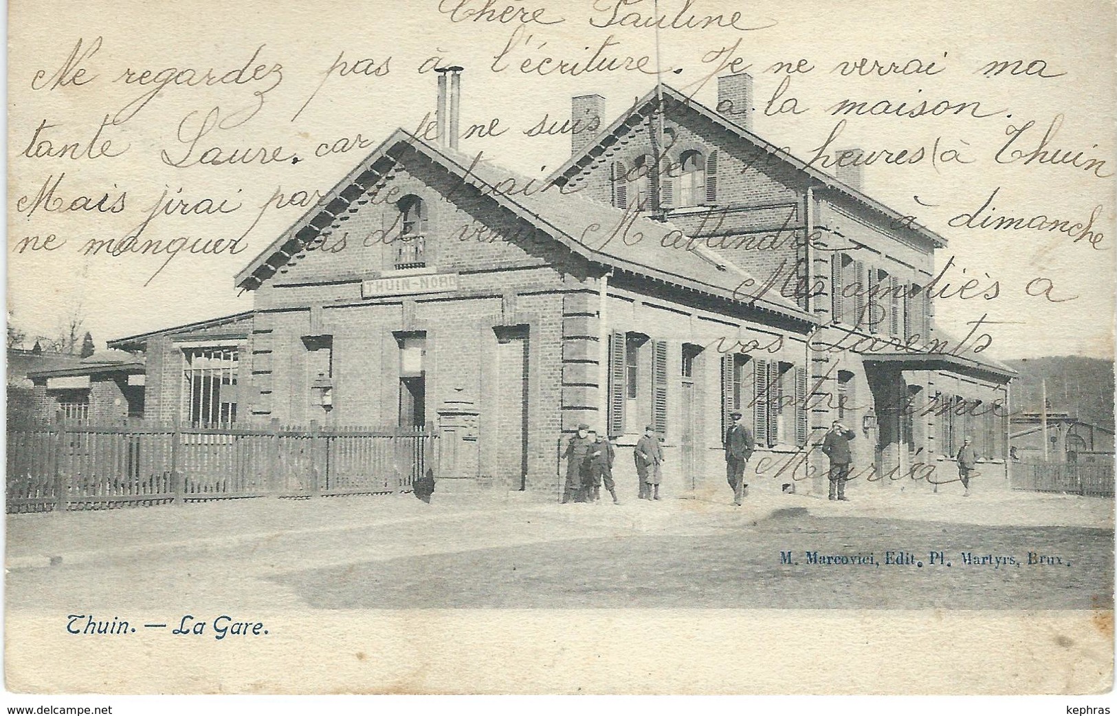 THUIN : La Gare - Cachet De La Poste 1907 - Thuin