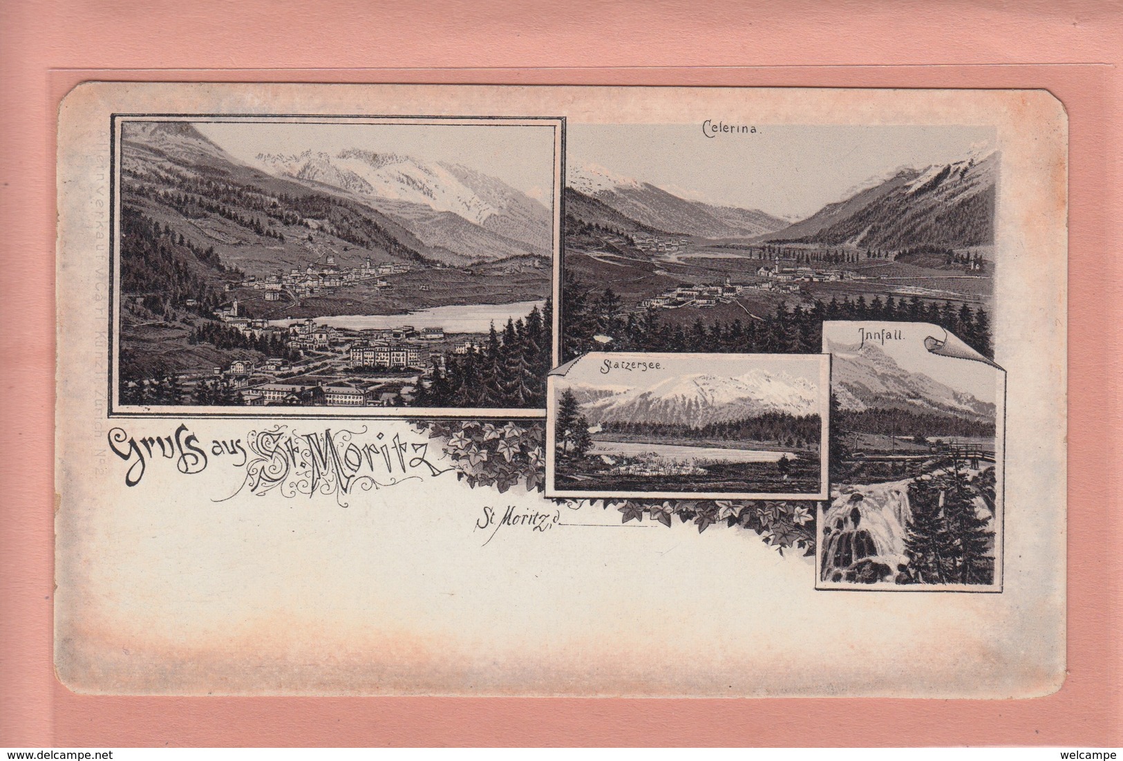 OUDE  POSTKAART - ZWITSERLAND - SUISSE - SCHWEIZ -   LITHO - GRUSS AUS ST. MORITZ - MET FOUTEN - WITH FAULTS - Sankt Moritz