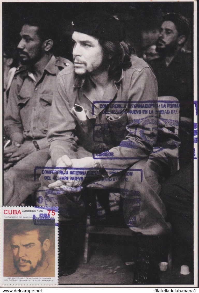 TMA-625 CUBA 2008 MAXIM CARD 1997 ERNESTO CHE GUEVARA RED-BLUE CANCEL ANILLA - Cartes-maximum