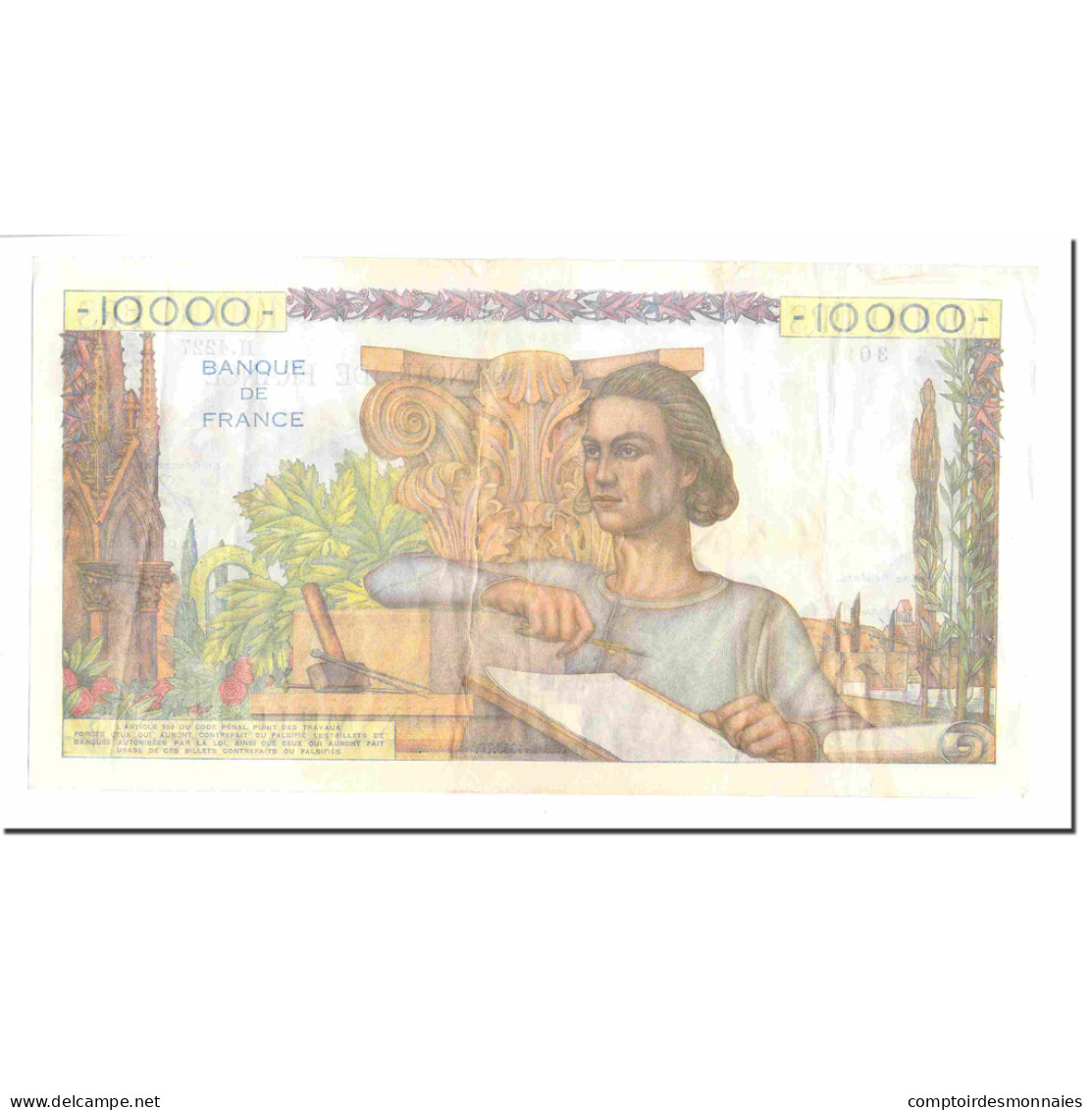 France, 10,000 Francs, Génie Français, 1953, 1953-02-05, TTB+, Fayette:50.63 - 10 000 F 1945-1956 ''Génie Français''