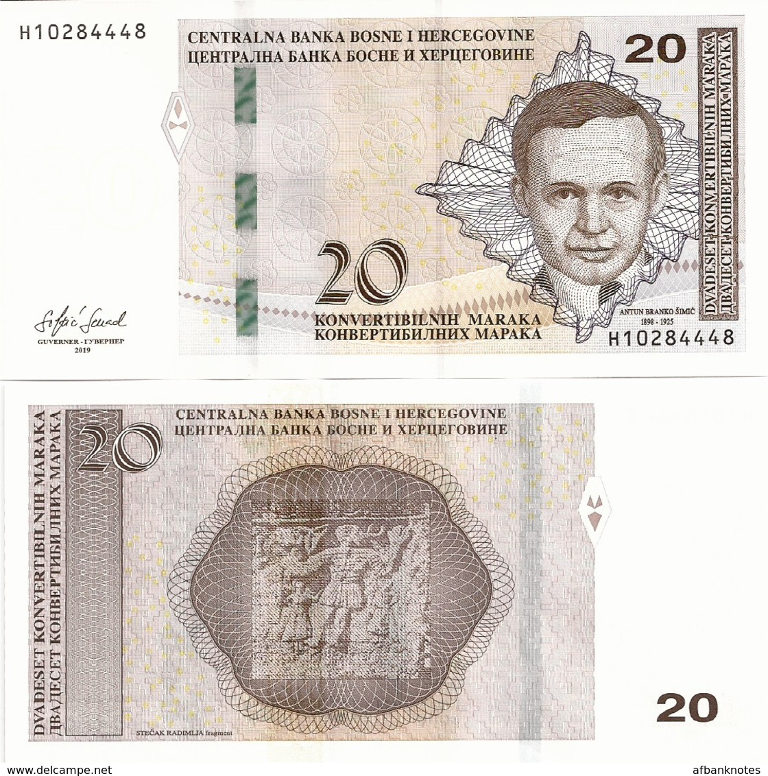 BOSNIA-HERZEGOVINA    20 Konv. Maraka      P-82[b]       2019     UNC  [sign. Softić] - Bosnia Y Herzegovina