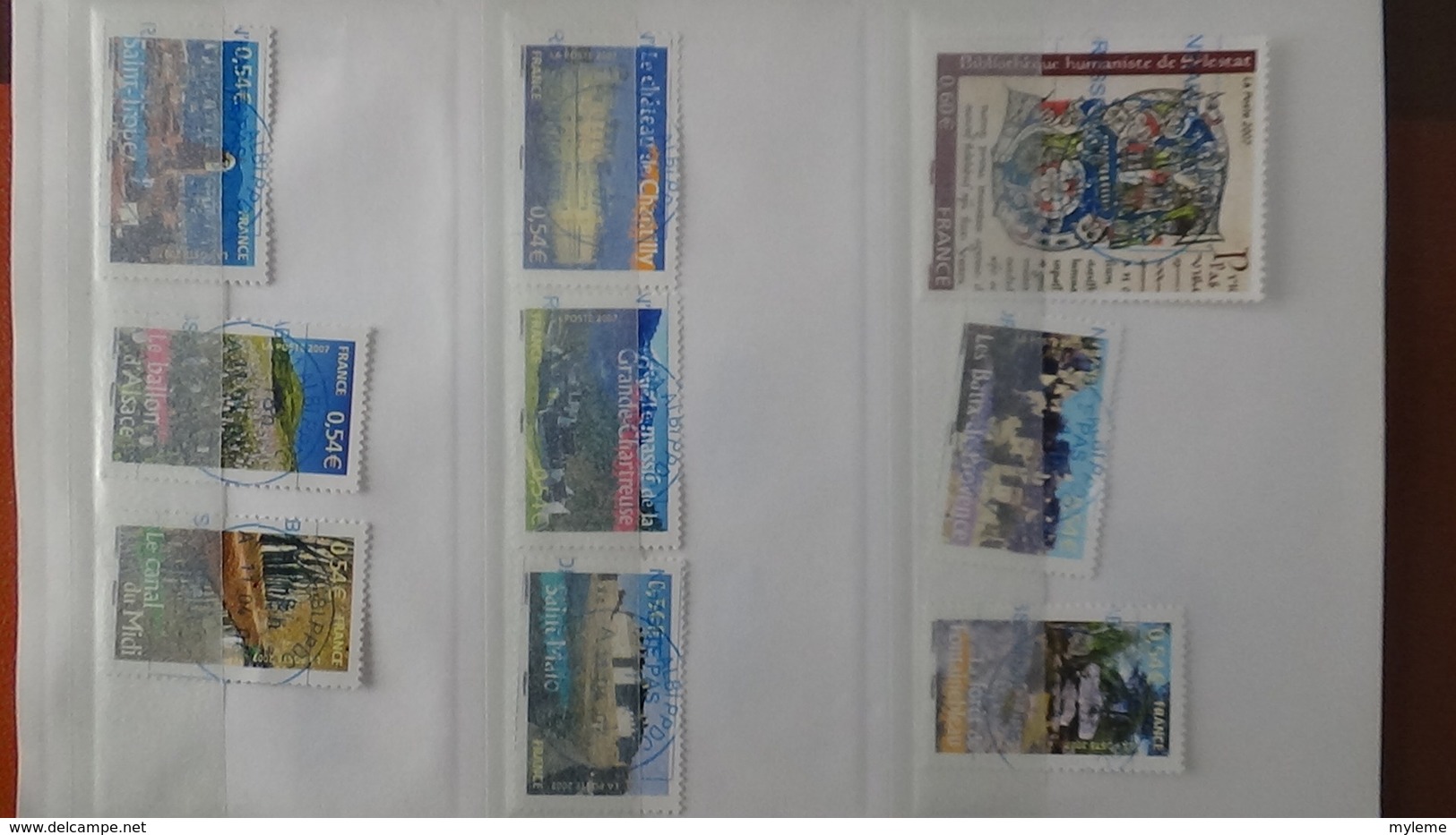 B410 Carnet à choix de timbres de France avec oblitérations rondes toutes BLEUES. Très sympa !!!