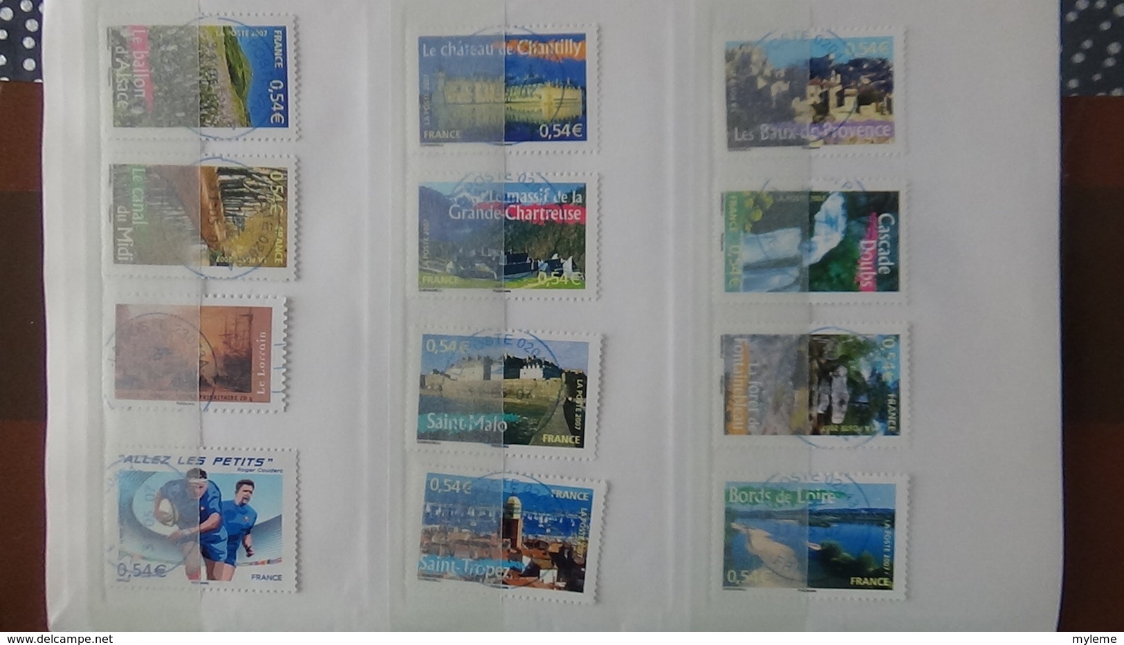 B410 Carnet à choix de timbres de France avec oblitérations rondes toutes BLEUES. Très sympa !!!