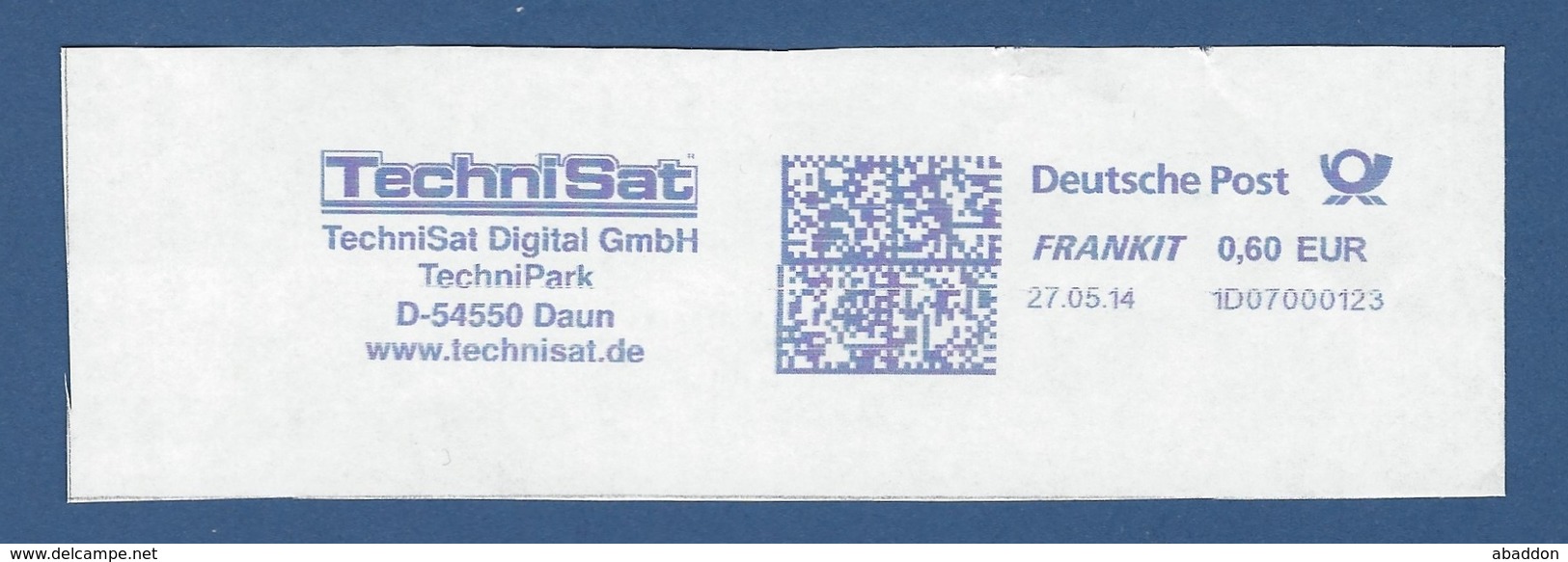 Deutsche Post FRANKIT - 0,60 EUR 2014 - 1D07000123 - DAUN, TechniSat Digital GmbH - TechniPark - Informatica