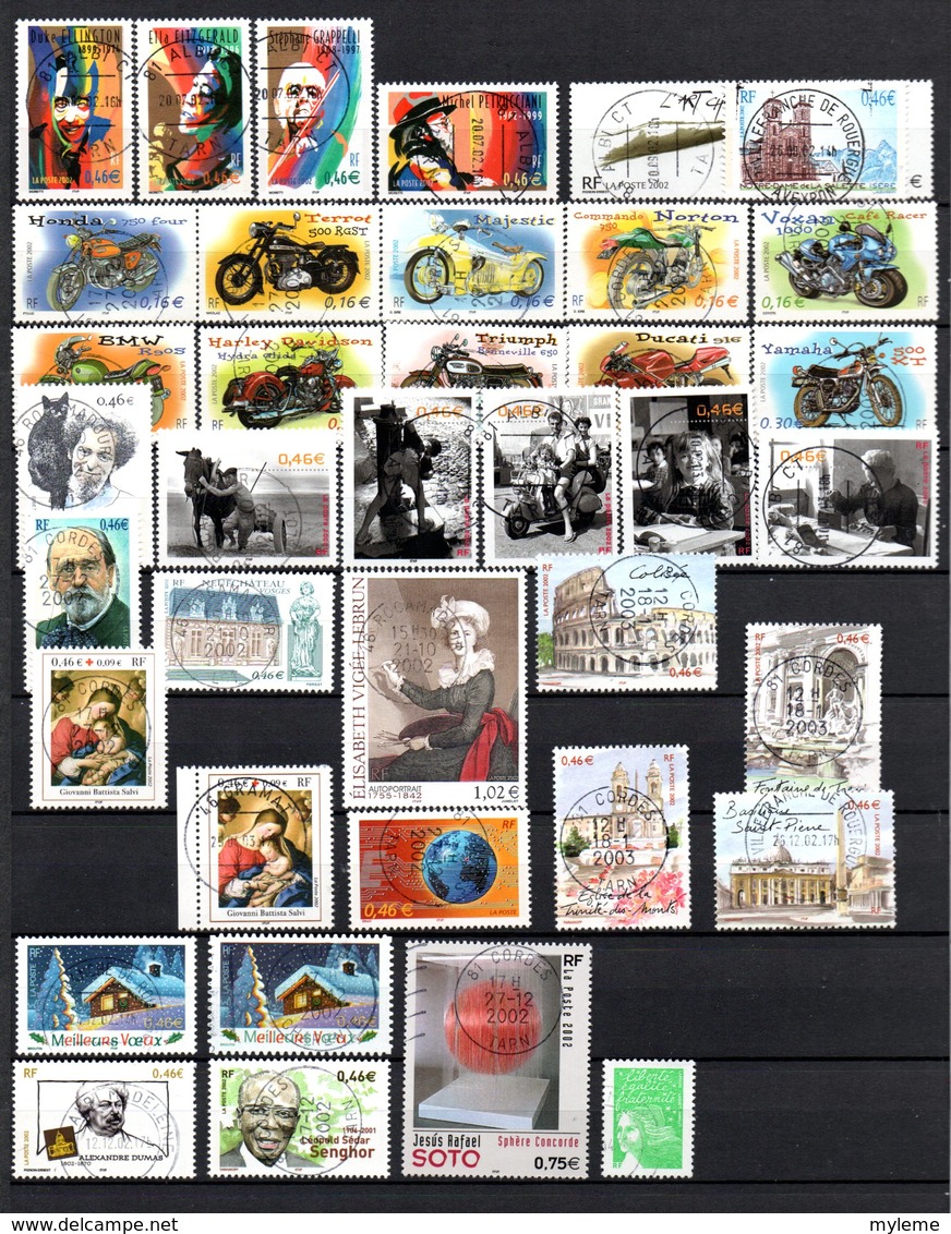 B414 Timbres De France Année 2002 Avec Oblitérations Rondes (2 Scans)  Côte 70 Euros. Très Sympa !!! - Collezioni (in Album)