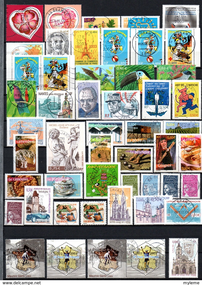 B415 Timbres De France Année 2003 Avec Oblitérations Rondes (2 Scans)  Côte 82 Euros. Très Sympa !!! - Collections (en Albums)