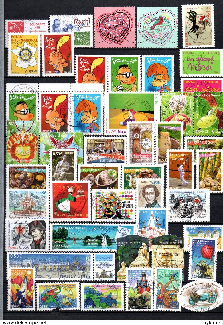 B417 Timbres De France Année 2005 Avec Oblitérations Rondes (2 Scans)  Côte 114 Euros. Très Sympa !!! - Collections (with Albums)