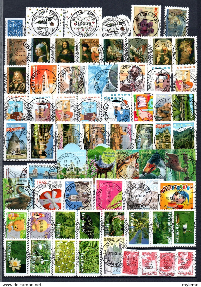 B420 Timbres De France Année 2008 Avec Oblitérations Rondes (2 Scans)  Côte 158 Euros. Très Sympa !!! - Collections (en Albums)