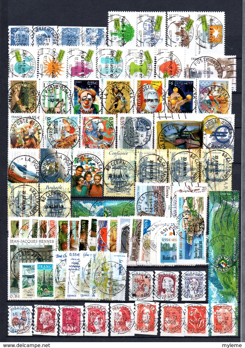 B420 Timbres De France Année 2008 Avec Oblitérations Rondes (2 Scans)  Côte 158 Euros. Très Sympa !!! - Collections (en Albums)