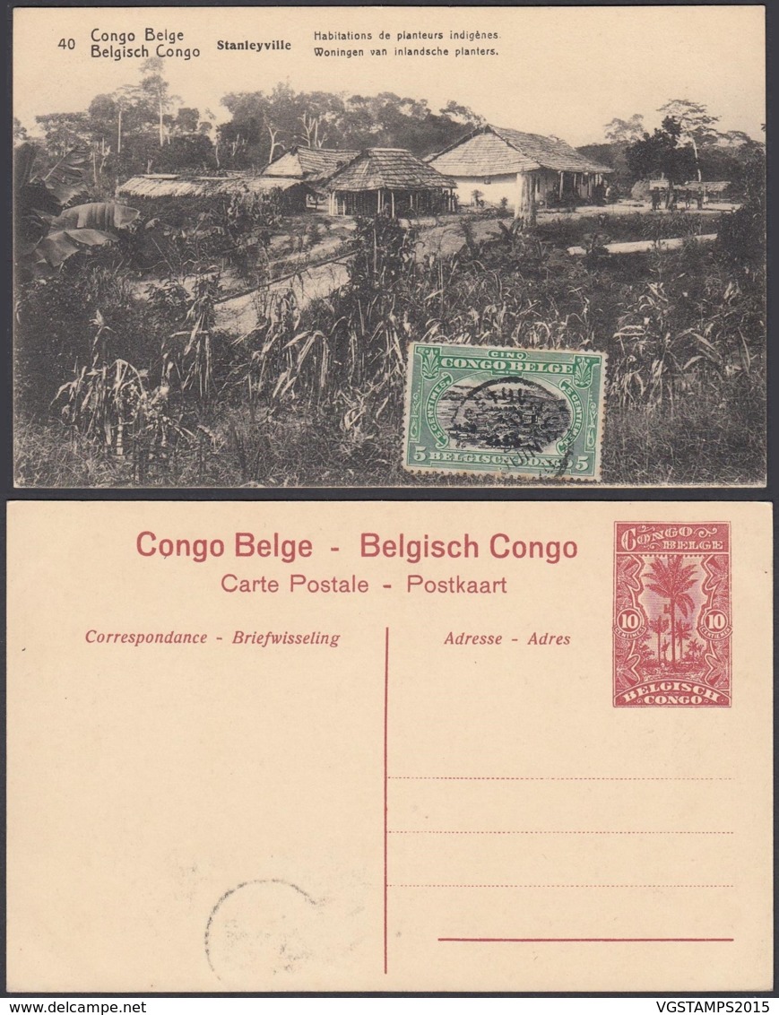 CONGO EP VUE 10C BRUN "N°40 Stanleyville-Habitations De Planteurs Indigènes" (DD) DC-6978 - Entiers Postaux