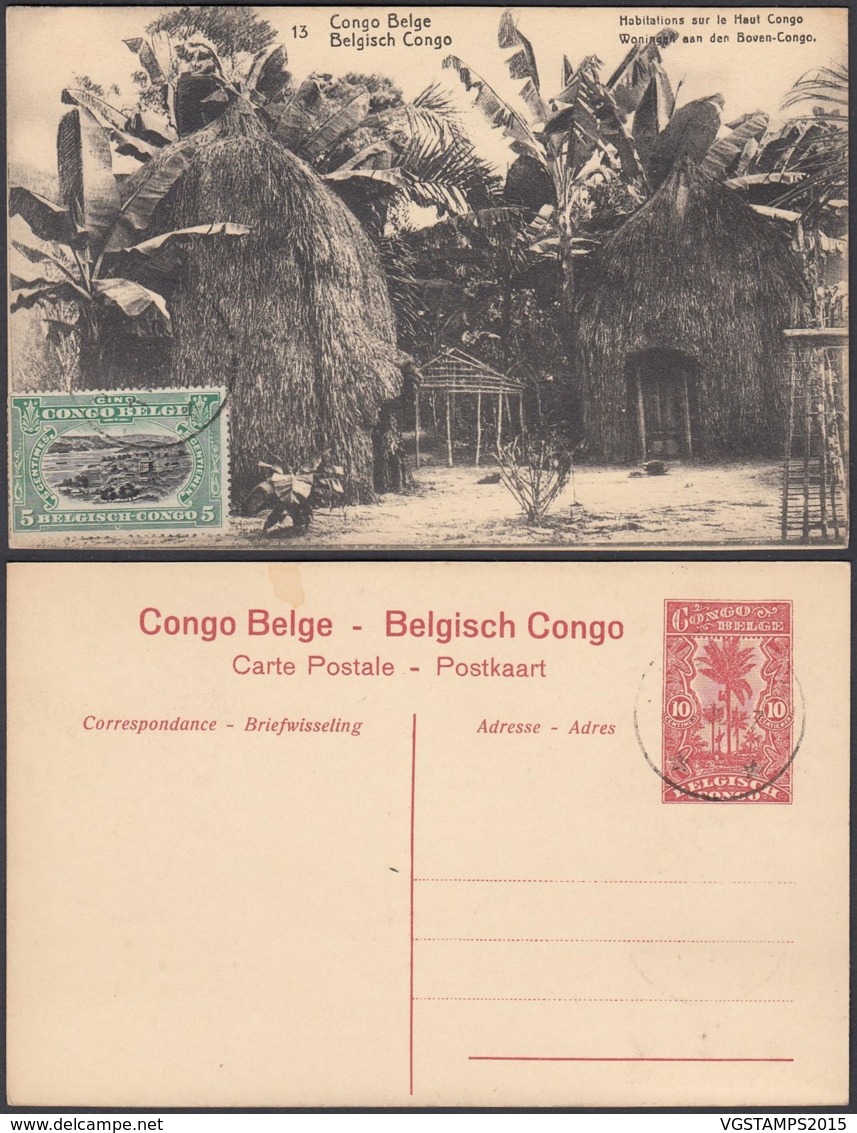 CONGO EP VUE 10C ROUGE "N°13 Habitations Sur Le Haut Congo" (DD) DC6994 - Entiers Postaux