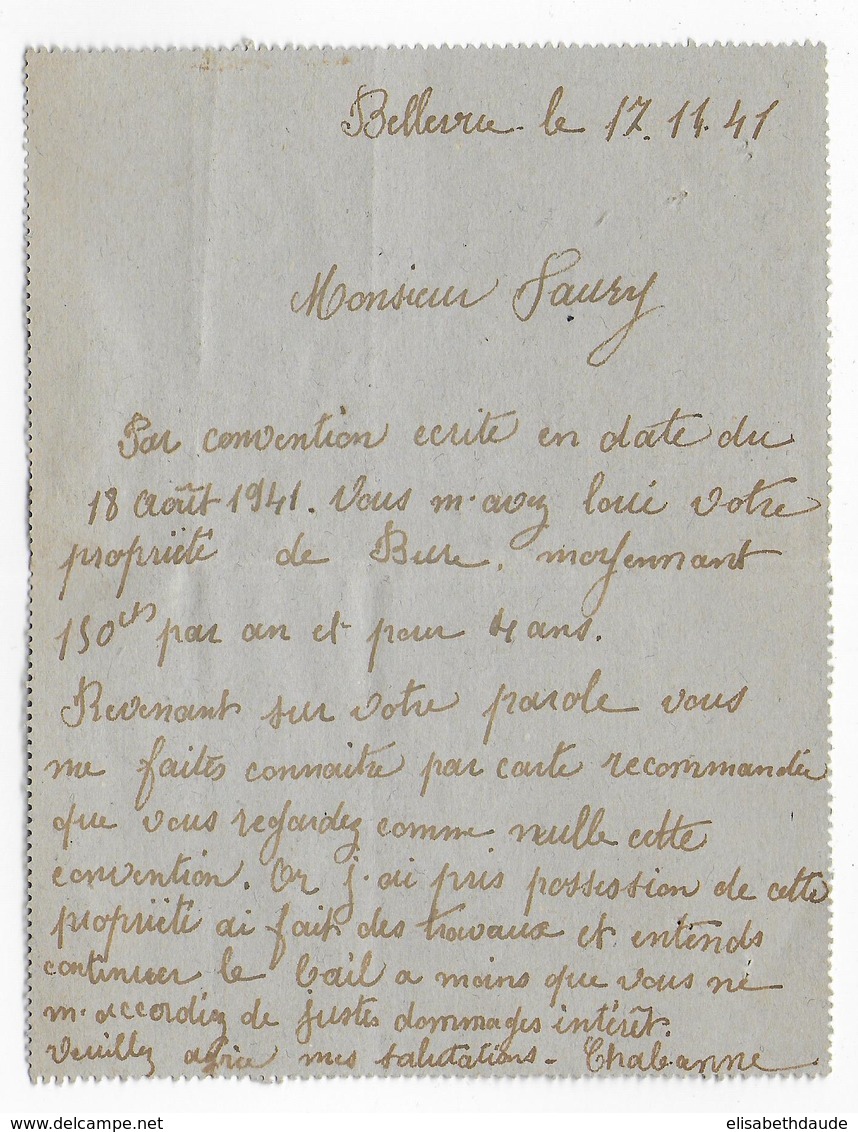1941 - CARTE-LETTRE ENTIER MERCURE RECOMMANDEE Avec COMPLEMENT CERES De LANGEAC (HAUTE LOIRE) - Cartes-lettres
