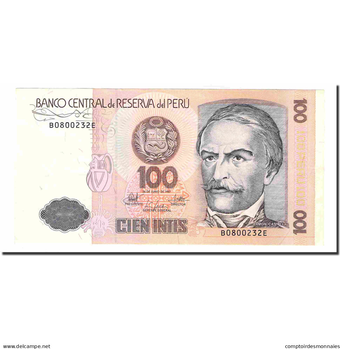 Billet, Pérou, 100 Intis, 1987, 1987-06-26, KM:133, SPL+ - Peru